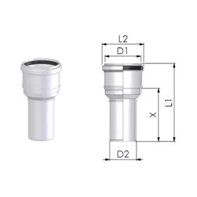TRICOX PBÖ8090 PPs/Alu bővítő idom, 110/150mm-110/160mm