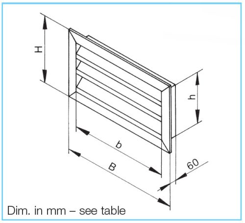 HELIOS WSG 40/20: Eloxált alumínium esővédő rács