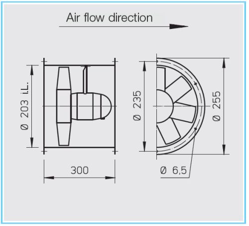 HELIOS HRFW 200/2: Axiális csőventilátor, ~1, 230V