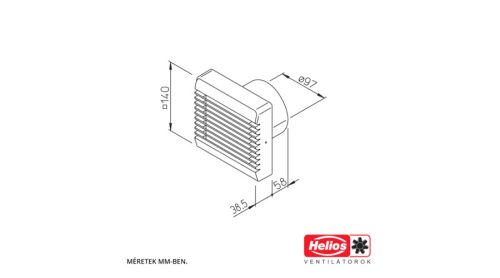 HELIOS HR 90 KEZ: Kisventilátor elektromos zsaluval, késleltetőrelével