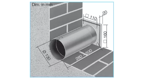 HELIOS WES 120: Teleszkópos fali átvezető idom M1/120 típusokhoz, külsőfali ráccsal