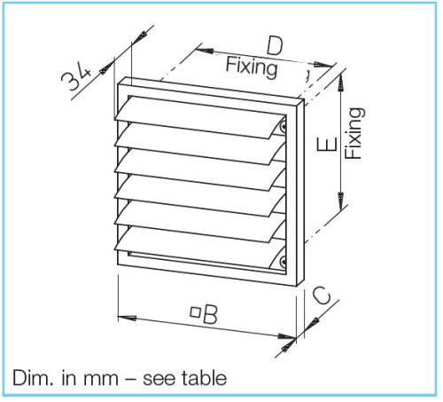 HELIOS RAG 315: Esővédő fixzsalu, rovarvédő hálóval, UV-álló műanyag, szürke