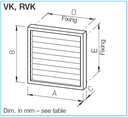 HELIOS VK 500: Túlnyomáskibocsátó zsalu, műanyag, szürke
