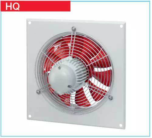 HELIOS HQD 355/2: Axiálventilátor, védőráccsal, négyszög lemezen, ~3, 400V