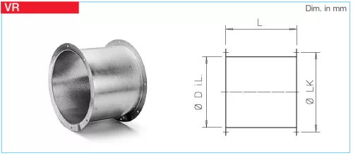 HELIOS VR 450: Házhoszabbító elem peremes csatlakozással, horganyzott acél