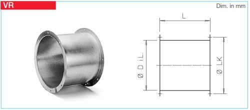 HELIOS VR 630: Házhoszabbító elem peremes csatlakozással, horganyzott acél