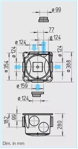 HELIOS ZEB EC: Központi elszívó ventilátor, EC-kivitel, ~1, 230V
