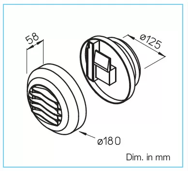 HELIOS AE Hygro 10/45: Elszívó elem, 10/45 m3/h, NÁ125, páratartalom vezérelt
