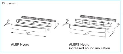 HELIOS ALEFS 6/45 Hygro: Légbevezető elem ablakkeretbe, fehér, páratartalom vezérelt, hangcsillapított