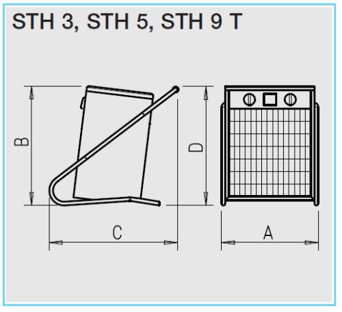 HELIOS STH 3: Hordozható elektromos fűtőventilátor, 3 kW, ~1, 230V