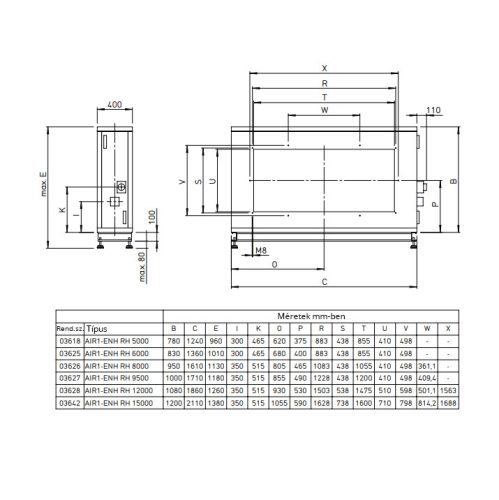 HELIOS AIR1-ENH RH 5000: Elektromos utófűtő AIR1 RH 5000-hez, külső