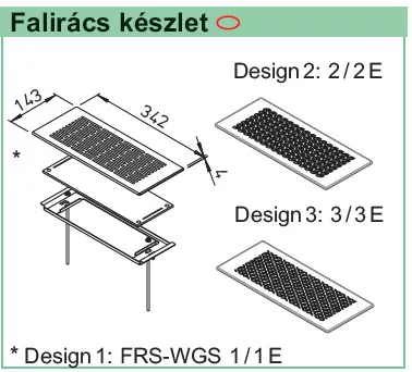 HELIOS FRS-WGS 3 E: FlexPipe rendszer, kifúvórács FRS-WBK 2-51-hez, ívelt mintázattal, nemesacél