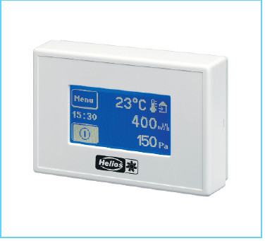 HELIOS KWL EC 1400 D PRO: Hővisszanyerős központi szellőző, kezelőelemmel, EC motor, mennyezeti kivitel, Bypass, ~3 fázis, 400V