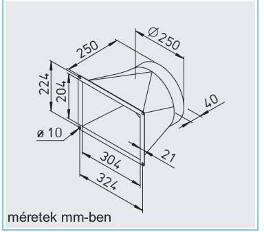 HELIOS KWL-ÜS 700 D: Átmeneti idom KWL EC 700 D-hez, NÁ250