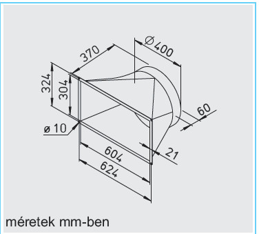 HELIOS KWL-ÜS 2000 D: Átmeneti idom KWL EC 2000 D-hez, NÁ400