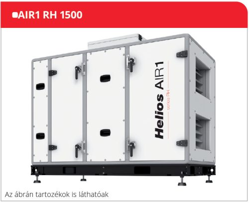 HELIOS AIR1 RH 1500: Hővisszanyerős központi szellőző, EC motorral, rotációs hőcserélővel, álló kivitel, ~3 fázis, 400 V