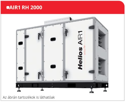 HELIOS AIR1 RH 2000/SO: Hővisszanyerős központi szellőző, EC motorral, rotációs szorpciós hőcserélővel, álló kivitel, ~3 fázis, 400 V
