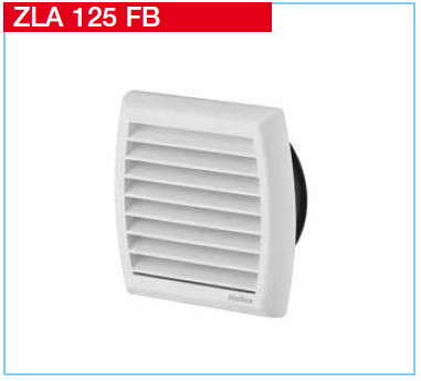 HELIOS ZLA 125 FB: Légbevezető elem külső rács, rovarvédő hálóval