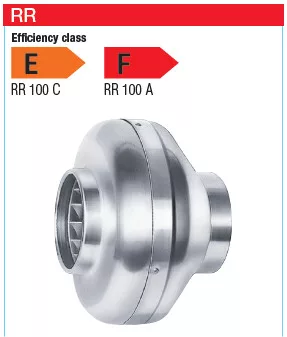 HELIOS RR 100 C: Fémházas radiális csőventilátor, ~1, 230V, 2 fordulatú
