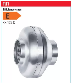 HELIOS RR 125 C: Fémházas radiális csőventilátor, ~1, 230V, 2 fordulatú