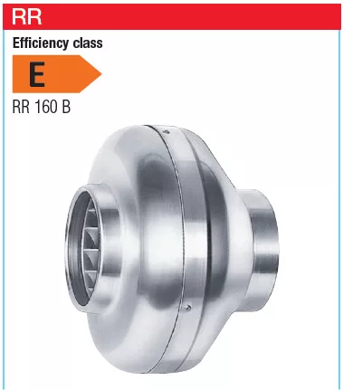 HELIOS RR 160 C: Fémházas radiális csőventilátor, ~1, 230V, 2 fordulatú