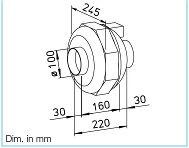 HELIOS RRK 100: Műanyagházas radiális csőventilátor, ~1, 230V