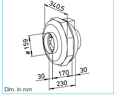 HELIOS RRK 160: Műanyagházas radiális csőventilátor, ~1, 230V