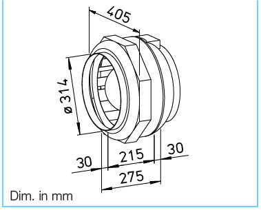 HELIOS RRK 315: Műanyagházas radiális csőventilátor, ~1, 230V