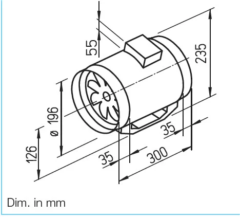 HELIOS MV EC 200: MultiVent csőventilátor, EC kivitel, ~1, 230V, kétfordulatú