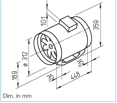 HELIOS MV EC 315: MultiVent csőventilátor, EC kivitel, ~1, 230V, kétfordulatú
