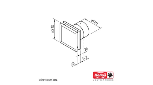 HELIOS M1/150 0-10V: MiniVent kisventilátor, 0-10V vezérlés, 260/220 m3/h, visszacsapó szeleppel