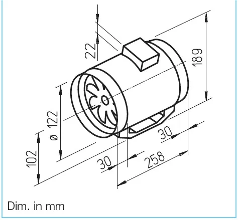 HELIOS MV 125: MultiVent csőventilátor, ~1, 230V, kétfordulatú