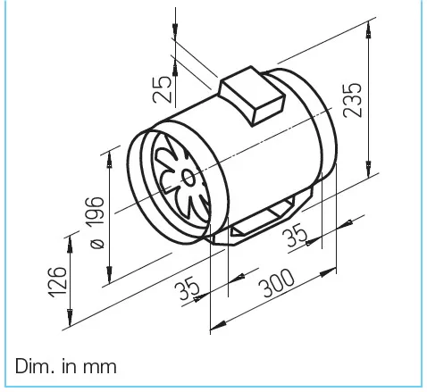 HELIOS MV 200: MultiVent csőventilátor, ~1, 230V, kétfordulatú