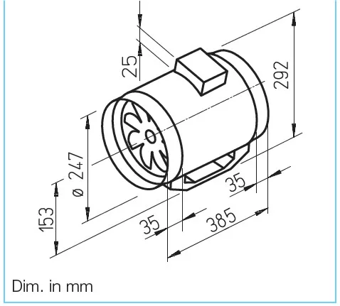 HELIOS MV 250: MultiVent csőventilátor, ~1, 230V, kétfordulatú