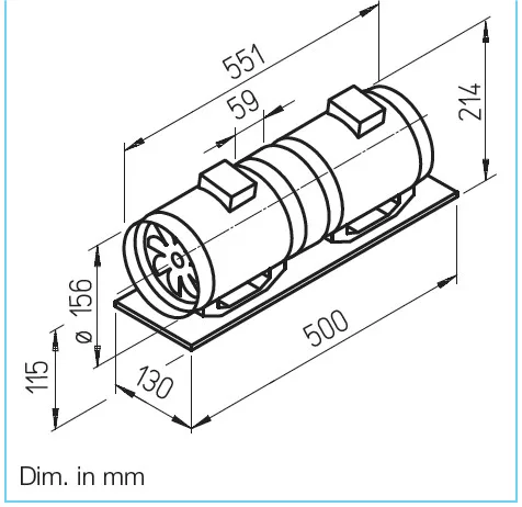 HELIOS MVZ 160: Soros kapcsolású MultiVent csőventilátor, ~1, 230V, kétfordulatú