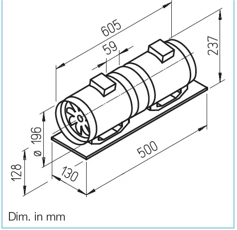 HELIOS MVZ 200: Soros kapcsolású MultiVent csőventilátor, ~1, 230V, kétfordulatú