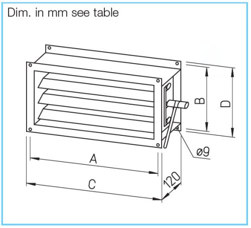 HELIOS JVK 80/50: Szabályzó zsalu, légcsatornába, horganyzott acél