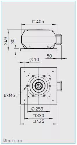 HELIOS VDD 200/4 EX: Radiális tetőventilátor függőleges kifúvással, ~3, 400V, robbanásbiztos kivitel