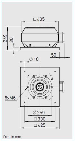 HELIOS VDD 225/4 EX: Radiális tetőventilátor függőleges kifúvással, ~3, 400V, robbanásbiztos kivitel