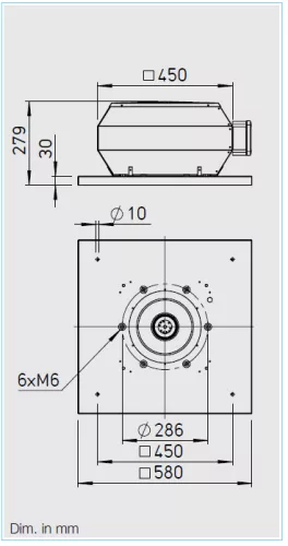 HELIOS VDD 250/4 EX: Radiális tetőventilátor függőleges kifúvással, ~3, 400V, robbanásbiztos kivitel