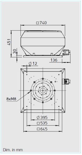 HELIOS VDD 355/4 EX: Radiális tetőventilátor függőleges kifúvással, ~3, 400V, robbanásbiztos kivitel