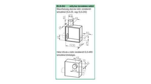 HELIOS ELS-GU: Falbasüllyesztett ventilátorház, légtömör visszacsapószeleppel