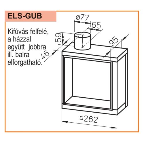 HELIOS ELS-GUB: Falbasüllyesztett K90/EI90 tűzvédelmi ventilátorház, légtömör (fém) visszacsapószeleppel, felső kifúvás
