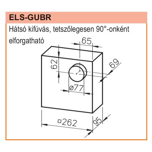 HELIOS ELS-GUBR: Falbasüllyesztett K90 tűzvédelmi ventilátorház, légtömör (fém) visszacsapószeleppel, hátsó kifúvás