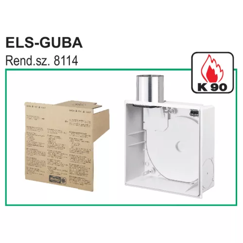 HELIOS ELS-GUBA: Falbasüllyesztett ventilátorház, légtömör (fém, K90) visszacsapószeleppel, tűzvédelmi csonkkal