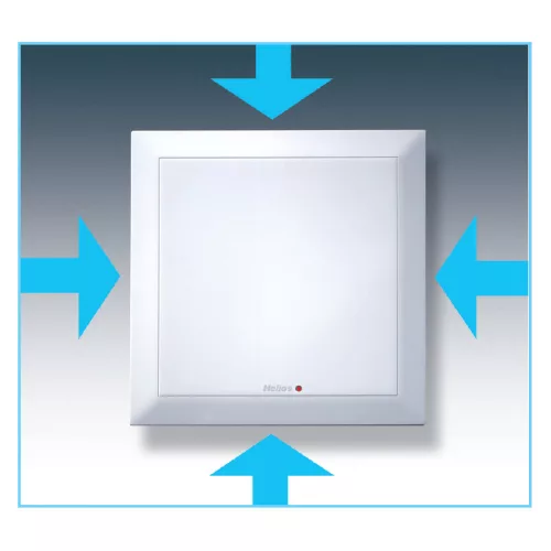 HELIOS ELS-V 60: Ventilátor egység, formatervezett fehér előlappal, mosható szűrővel, elpiszkolódásjelzővel, 60 m3/h