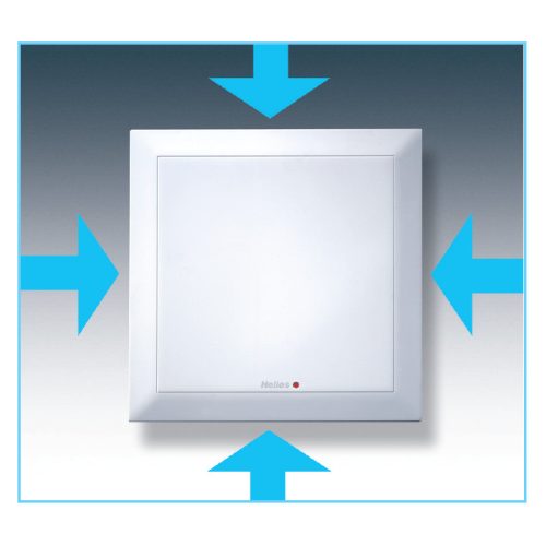 HELIOS ELS-VN 100: Ventilátor egység, formatervezett fehér előlappal, mosható szűrővel, elpiszkolódásjelzővel, 100 m3/h, késleltető relés