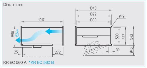 HELIOS KRD EC 560/100/50 B: Radiális csatornaventilátor, ~3 fázis, 400V, EC kivitel