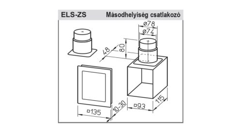 HELIOS ELS-ZS: Második helyiség csatlakozó készlet ELS-hez, fehér, szűrővel ellátott ráccsal, oldalcsatlakozóval