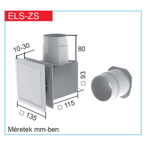 HELIOS ELS-ZS: Második helyiség csatlakozó készlet ELS-hez, fehér, szűrővel ellátott ráccsal, oldalcsatlakozóval